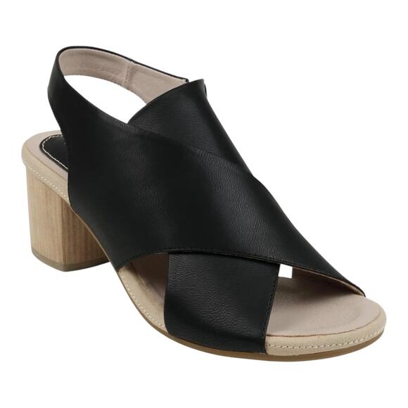 GC Shoes Women's Keefa Cross Strap Slingback Heeled Sandals Black Size 9 - Picture 1 of 4